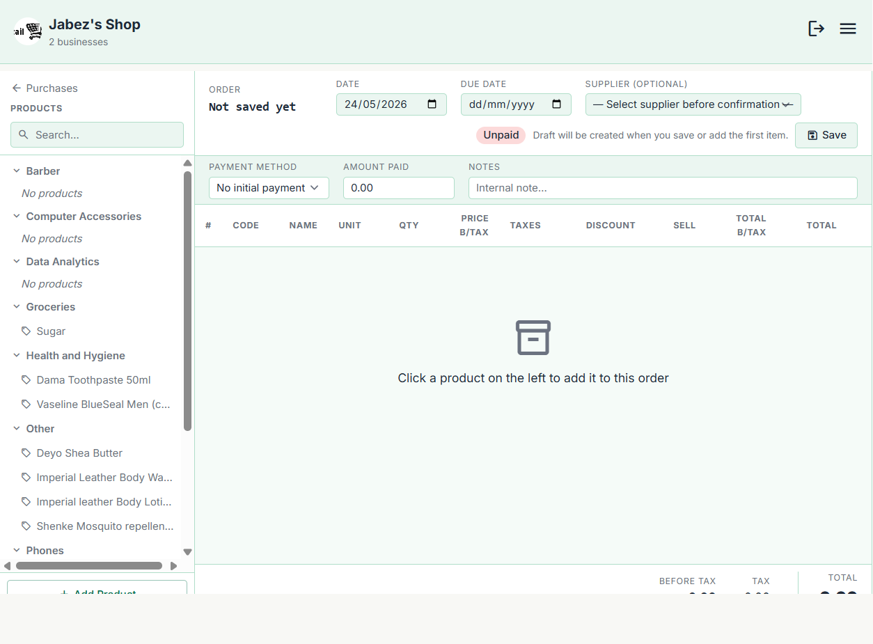 Create purchase page in MyShop